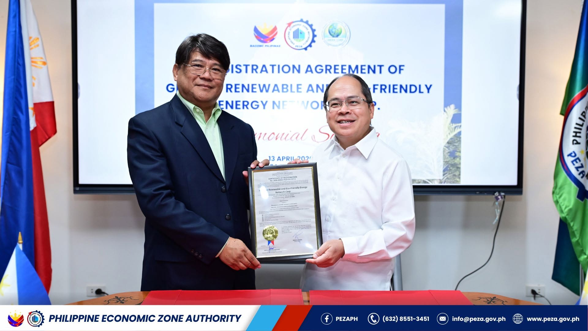GREENC and PEZA representatives presenting the registration certificate
